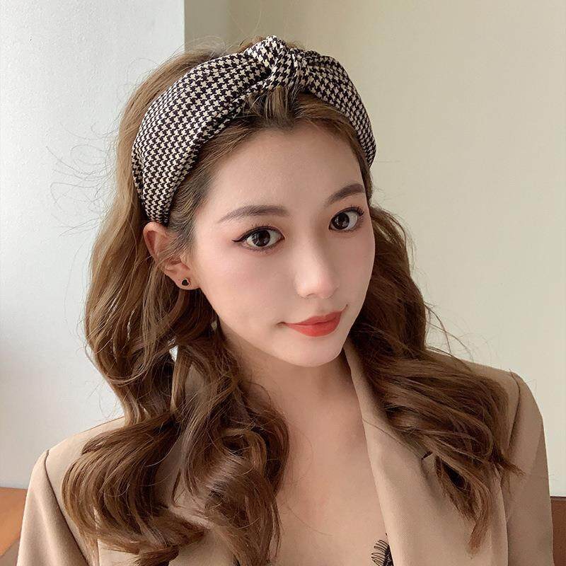 Retro Women Hairbands Classic Plaid Floral Headbands Knot Girls Headbands Turban Korean Style Hair Accessories