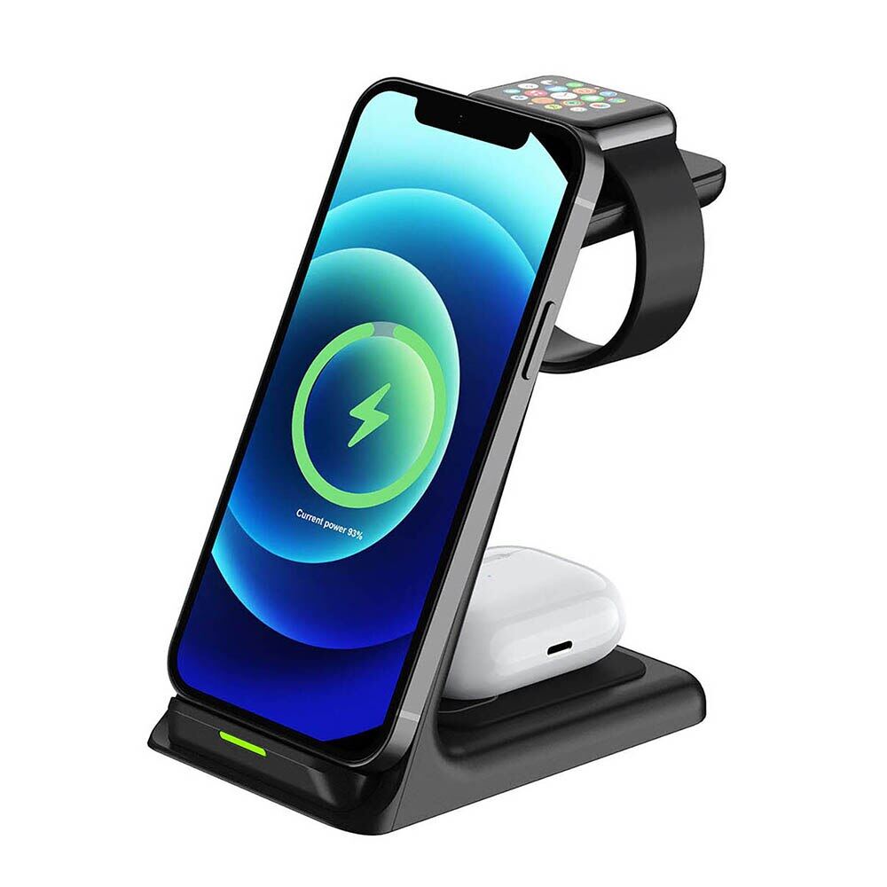 15W Wireless Charger Stand For IPhone 13 12 11 XR 8 Apple Watch 3 In 1 Qi Fast Charging Dock Station for Airpods Pro IWatch 7 6