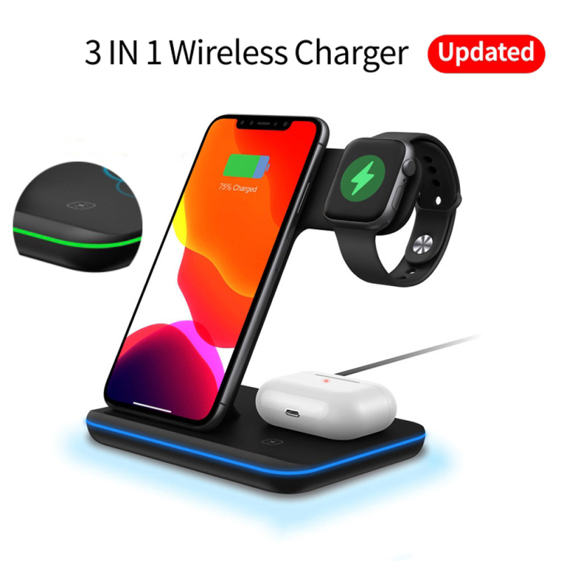 Agbistue 3 In 1 Qi Wireless Charger Dock Station Type C Charging Mount Mobile Phone Charge Dock Stand For IPhone Apple Watch Airpods Pro