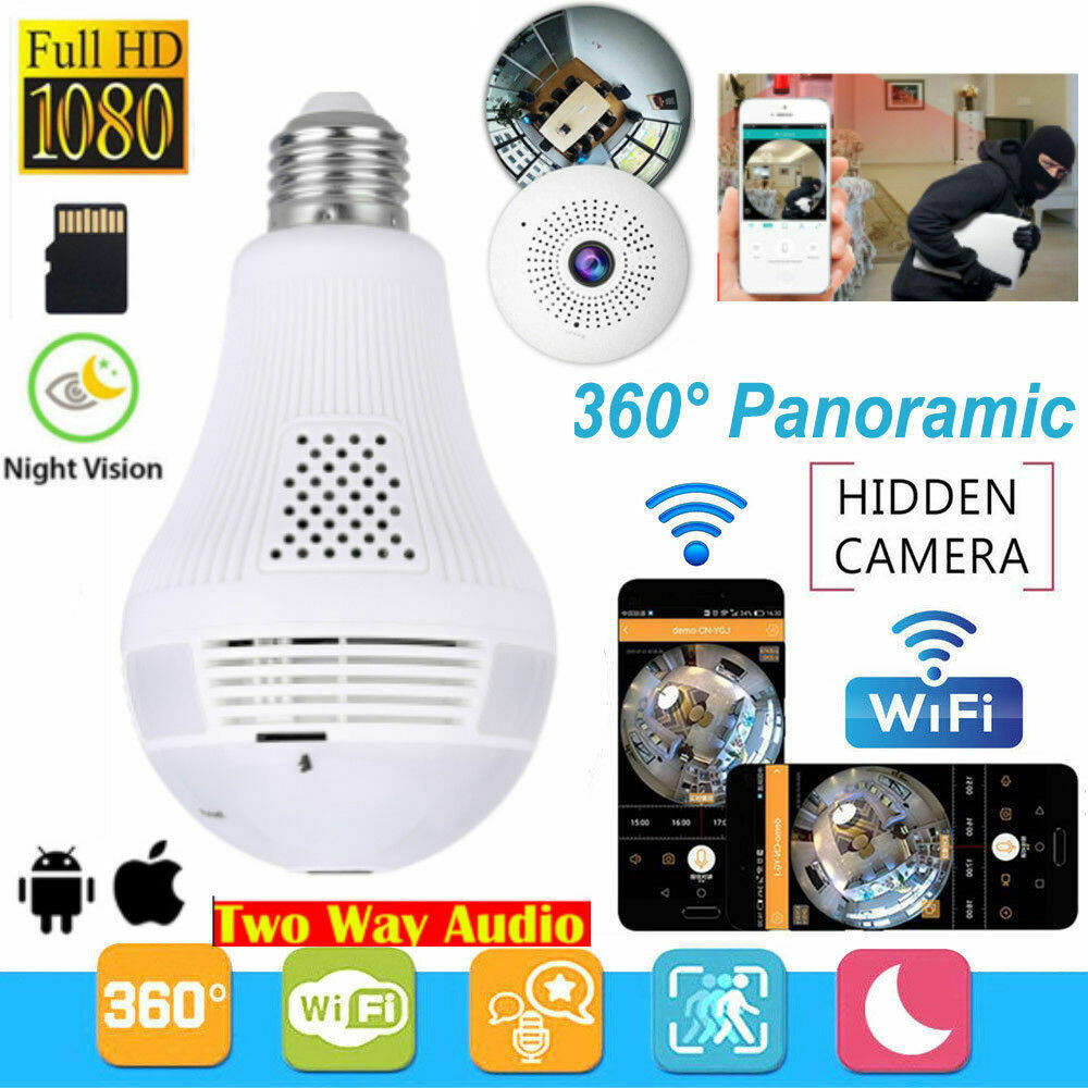 [In Stock] Original HD1080P Wireless WiFi H-idden IP CCTV Camera Mini Camera S-py Camera H-idden Bulb Lamp 360° Panoramic Security S-py Cam CCTV Camera for Home H-idden S-py Camera 360 Degree Camera S