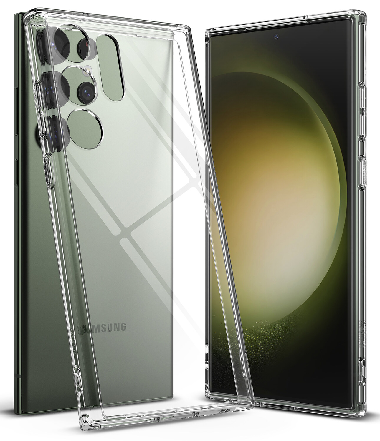 Ringke Fusion Compatible with Samsung Galaxy S23 Ultra 5G Case, Transparent Hard Back Shockproof TPU Bumper Cover with Wrist Strap