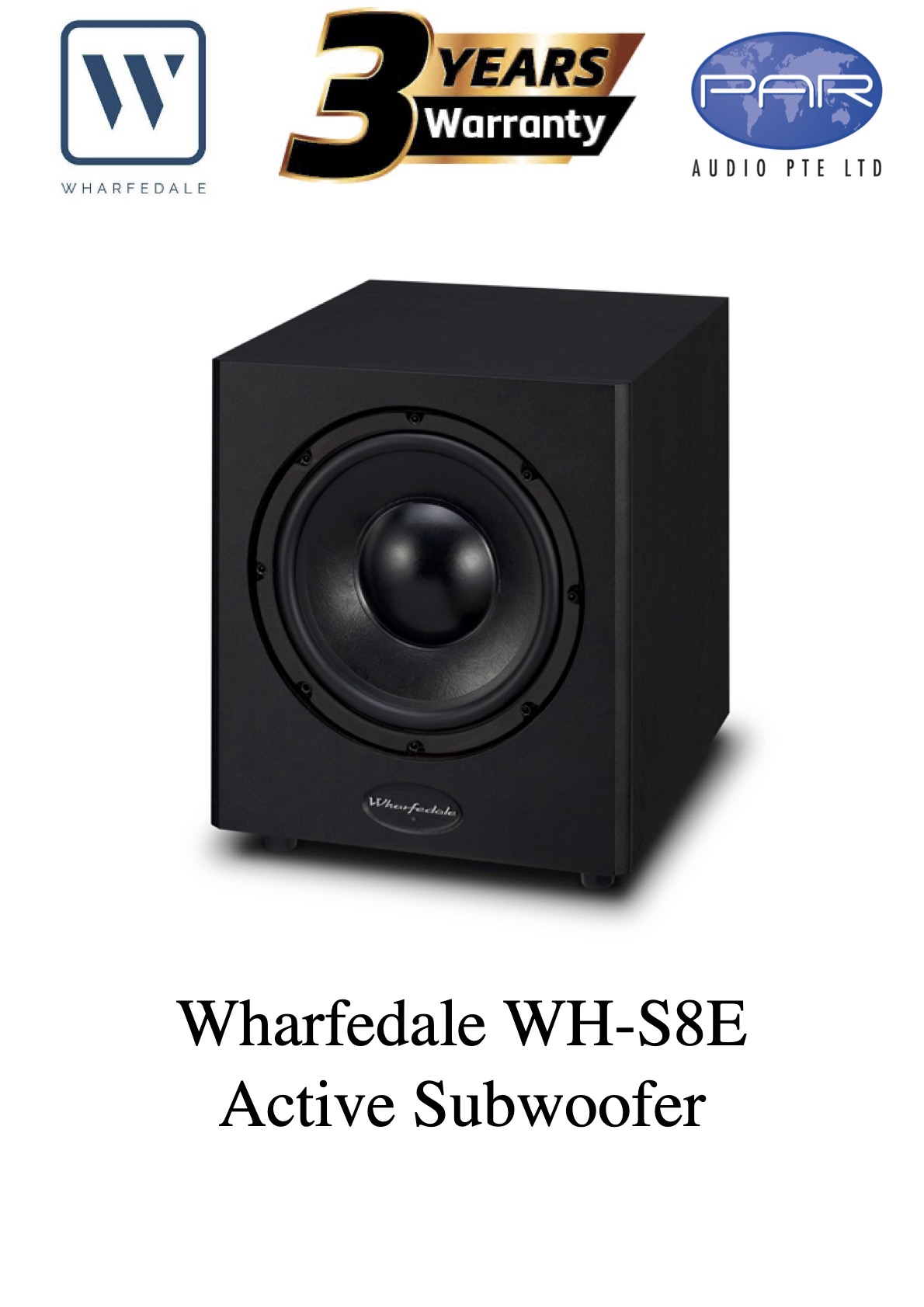 WHARFEDALE WH-S8E (BLACK), ACTIVE SUBWOOFER, 3 YEARS WARRANTY