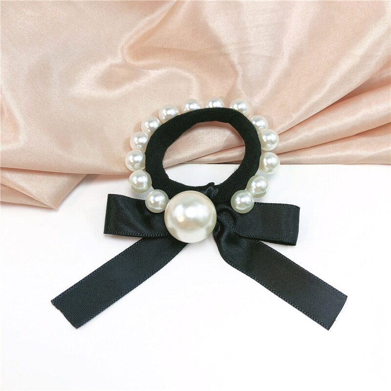 Big Pearl Bowknot Hair Ties Korean Women Elastic Hair Band Scrunchies Girls Ponytail Holder Rubber Band Hair Accessories