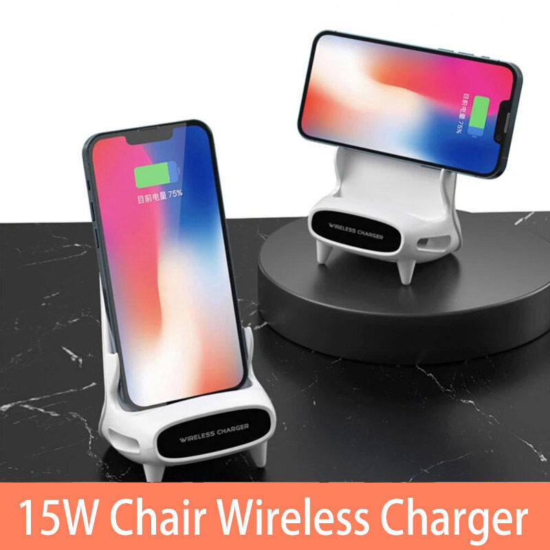 15W Portable Chair Wireless Charger Desktop Mobile Phone Holder For iPhone Huawei Samsung Fast Charge Phone Flat Stand