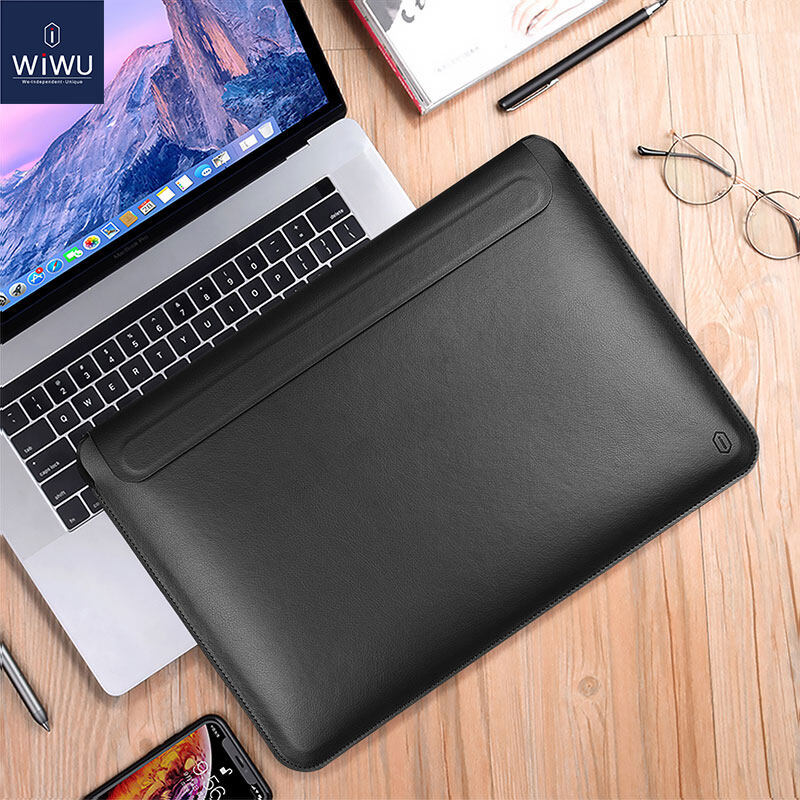 WIWU Laptop Sleeve for 2020-2022 Macbook Pro/Air 13 M1 M2/2021 Macbook Pro 14.2 inch case  with Stand 13.3 Inch PU Leather Waterproof Case for MacBook Air 13 Sleeve
