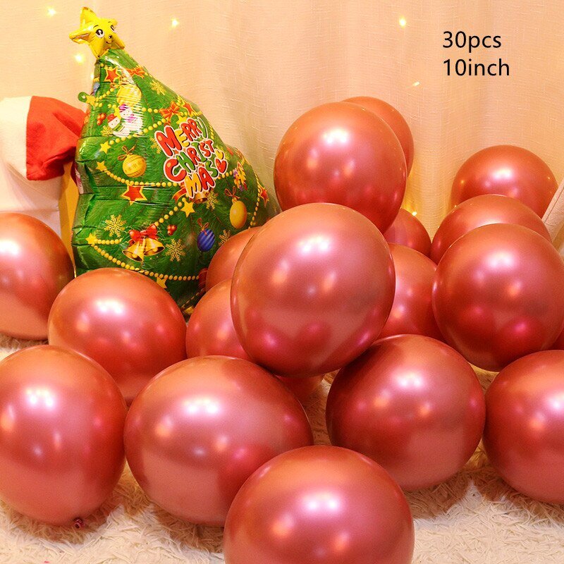 30pcs Christmas Latex Balloon Golden Green Balloons Confetti Air Christmas Tree Birthday Party Kids Decoration Wedding Supplies
