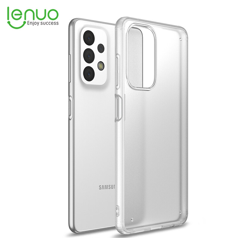 Lenuo for Samsung Galaxy A23 Case - 4-corner Shockproof Protection Flexible Silicon Bumper + PC Frosted Semi Transparent Back Cover