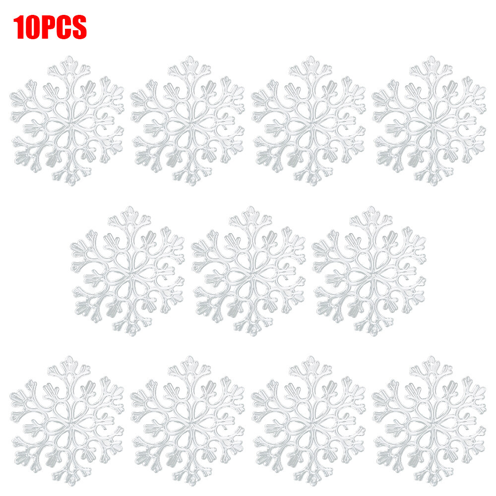 10pcs Christmas Transparent Acrylic Crystal Snowflake Christmas Tree Pendant Decoration New Year Decor Ornament