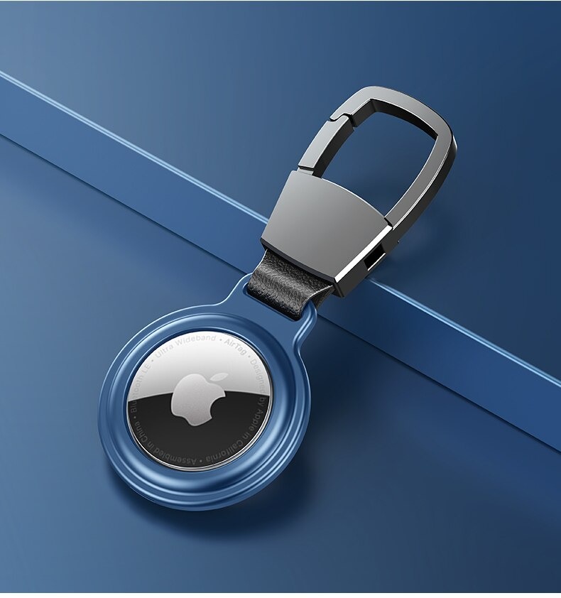 Airtag Case Cover Holder Casing Protector Magnetic Metal Bumper Sleeve Antilost Device Keychain Airtags Leather