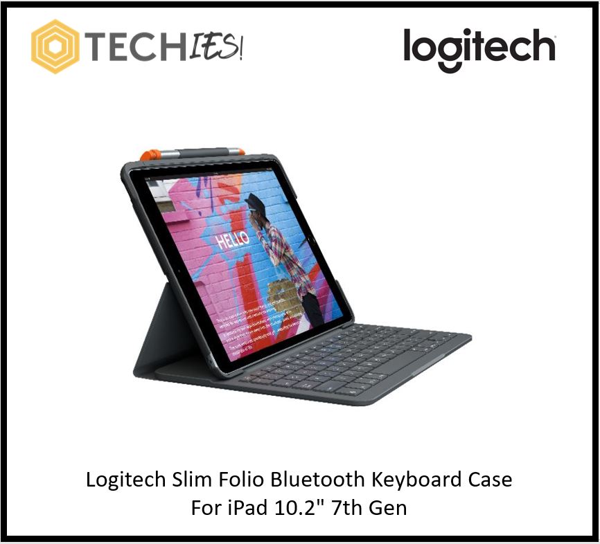 Logitech Slim Folio Bluetooth Keyboard Case For iPad 10.2" 7th Gen,iPad (9th Gen) - A2197, A2200, A2198 , A2270, A2428, A2429, A2430 , A2602, A2603, A2604, A2605
