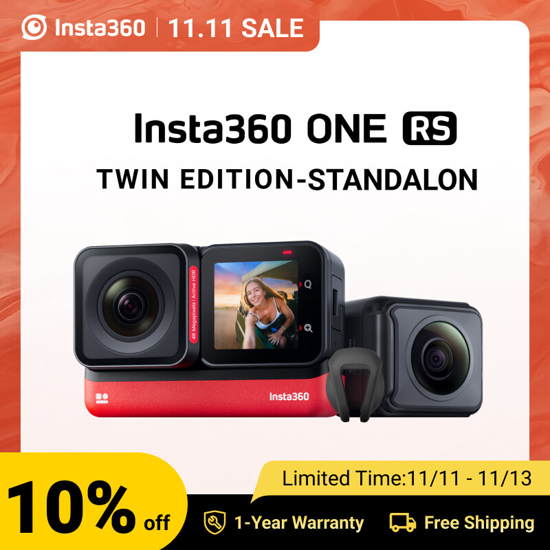 Insta360 ONE RS  – Waterproof 4K 60fps Action Camera & 5.7K 360 Camera with Interchangeable Lenses, Stabilization, 48MP Photo, Active HDR, AI Editing