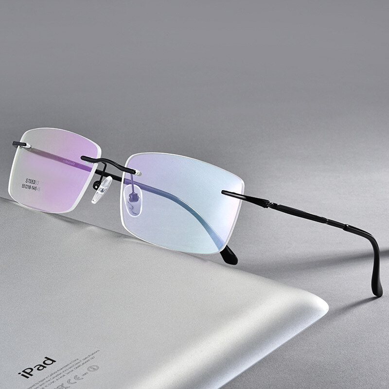 Square Rimless Glasses Frame Women Men Prescription Transparent  Myopia Frames Glasses Male Female Spectacles Eyewear With Replace Lens