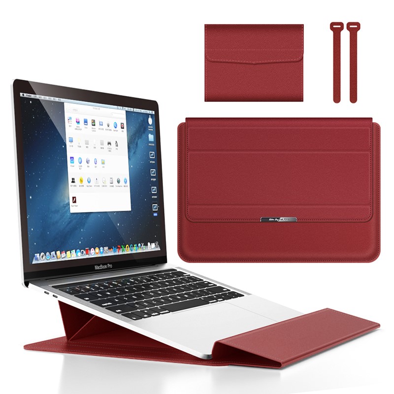 【SG Stock】Laptop Cover Leather Sleeve Magnets Laptop Case Bag with Stand / Macbook Notebook