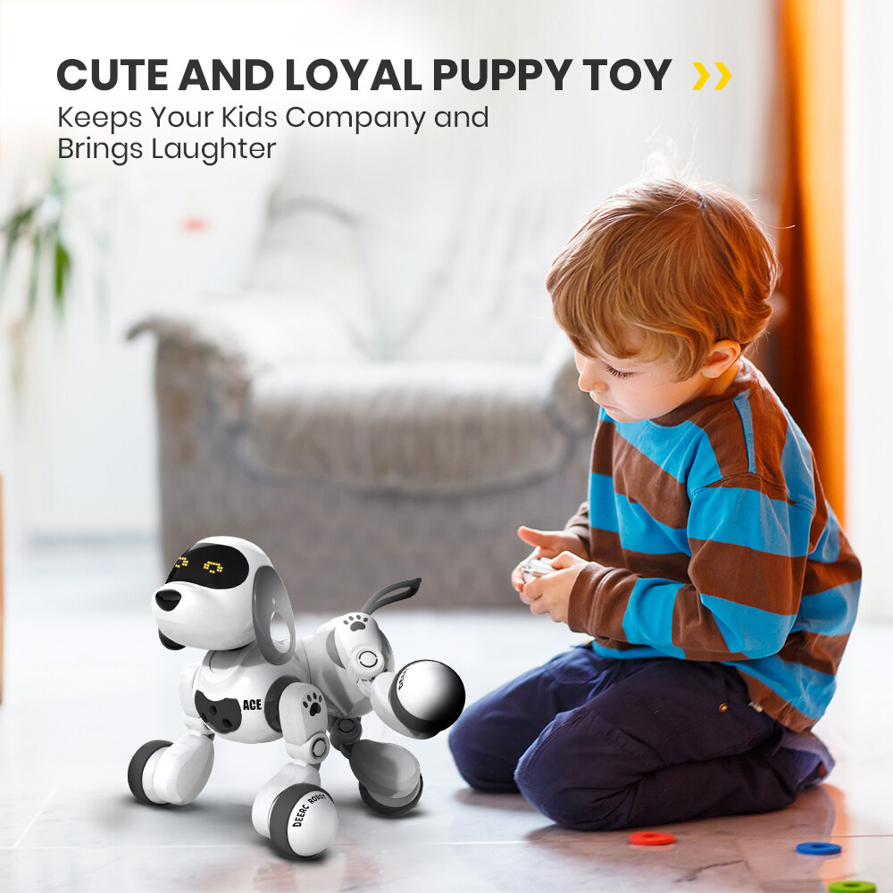 DEERC 18011 Electronic Pets Robot Dog Stunt Dog Voice Command Programmable Touch-sense Music Song Toy for Kids Birthday Christmas Gift (Standard)