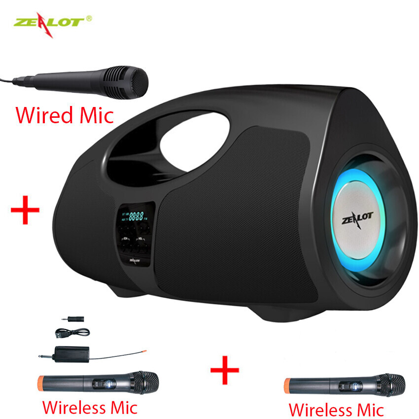 Zealot P1 Karaoke Bluetooth Speaker with FREE MICROPHONE Audio Center Portable Sound Box Powerful Subwoofer For PC Computer 40W Subwoofer IPX5 Waterproof,12H Playtime