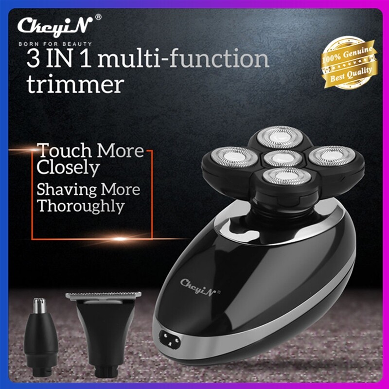 CkeyiN 3 in 1 Electric Floating Shaver Cordless Bald Head Hair Clipper Rechargeable Beard Nose Hair Trimmer Hair Clipper with 4 Limit Combs RC361