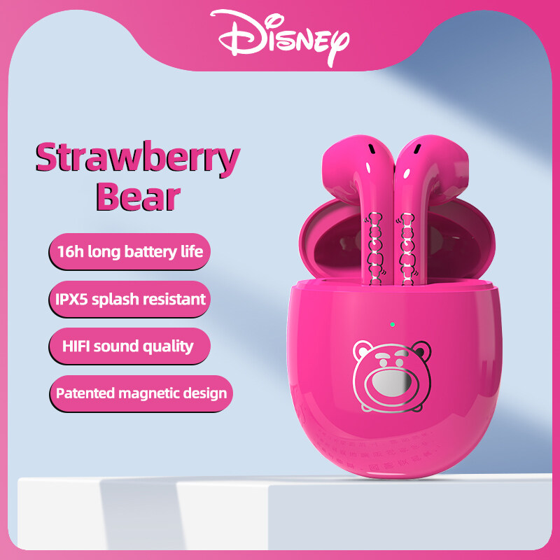 Disney Q1 Bluetooth Wireless Earphone Mickey Mouse Earbuds Waterproof IPX5 Magnetic Suction Ear Buds Bluetooth With Mic Support Call Video IOS Android Universal