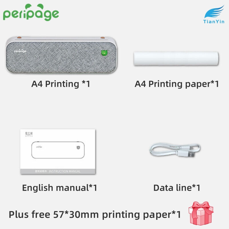 PeriPage A40 Multifunction Printer Thermal Printer A4 Pocket Mini Wireless Bluetooth BT Thermal Printer Ideal for Photos, Labels, Barcodes, Memos, Receipts, Notes, PDFs, Exam Paper Printers, Office Ho