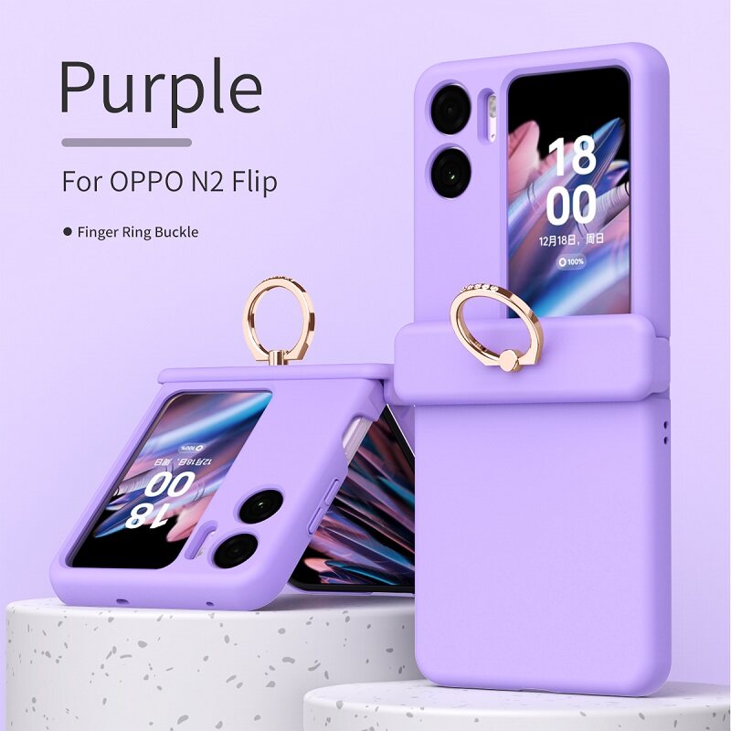 HOCE Phone Case With Ring Holder For OPPO Find N2 Flip Magnetic Hinge Protect Cases For Find N2 Flip 5G Candy Color Cover For N2 flip