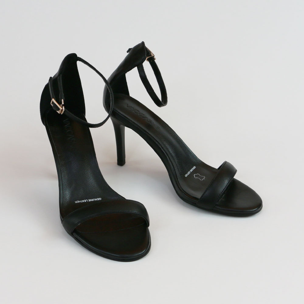 VACCASHE - DARK BEAUTY/ PLAIN BEAUTY - GENUINE LEATHER ANKLE STRAPS HEELED SANDALS STILETTO HEELS